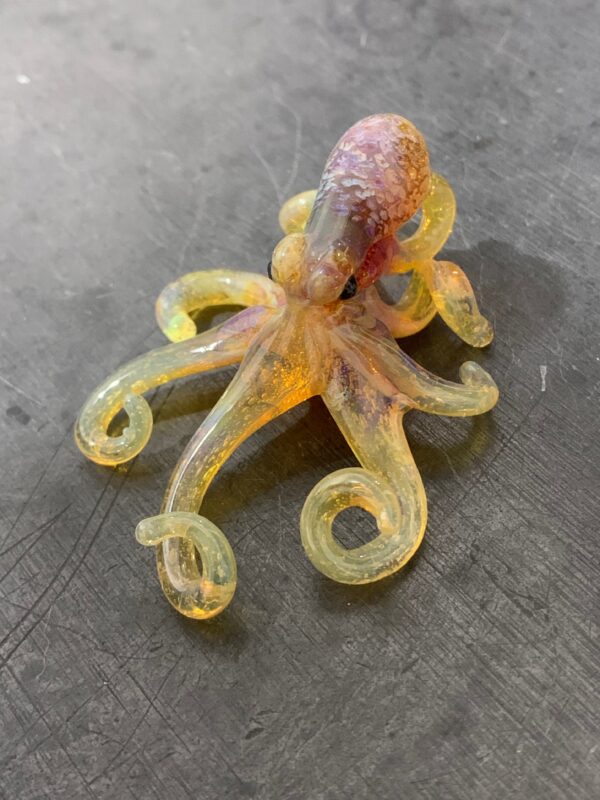 Octopus Necklace Blown Glass Pendant for Men or Women Art Deco Personal Jewelry