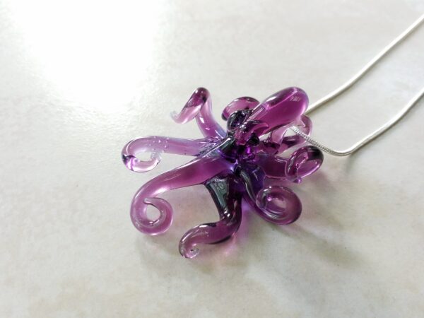 Purple Octopus handblown Glass Pendant