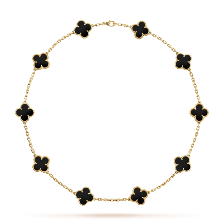 18K Vintage Alhambra Black 10 Motifs Necklace