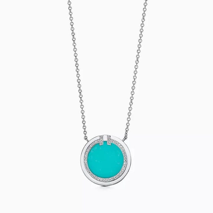 Glassesnfire Diamond & Turquoise Circle Pendant